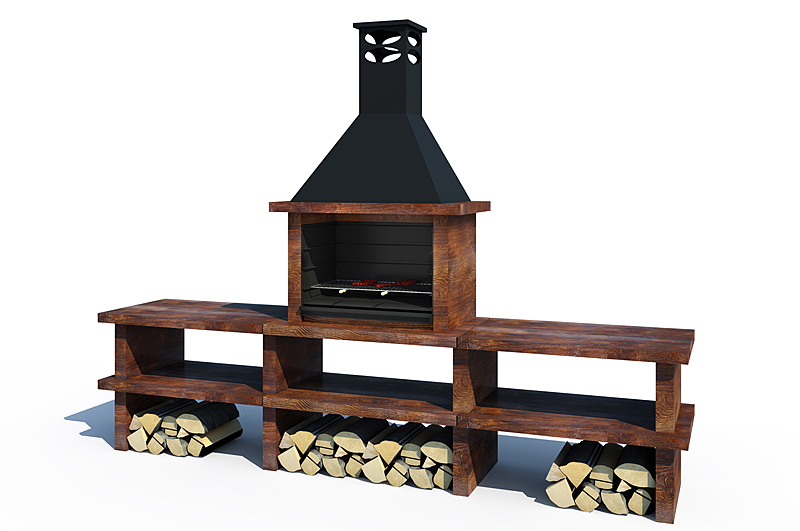 Barbecue imitation bois (deux bancs)