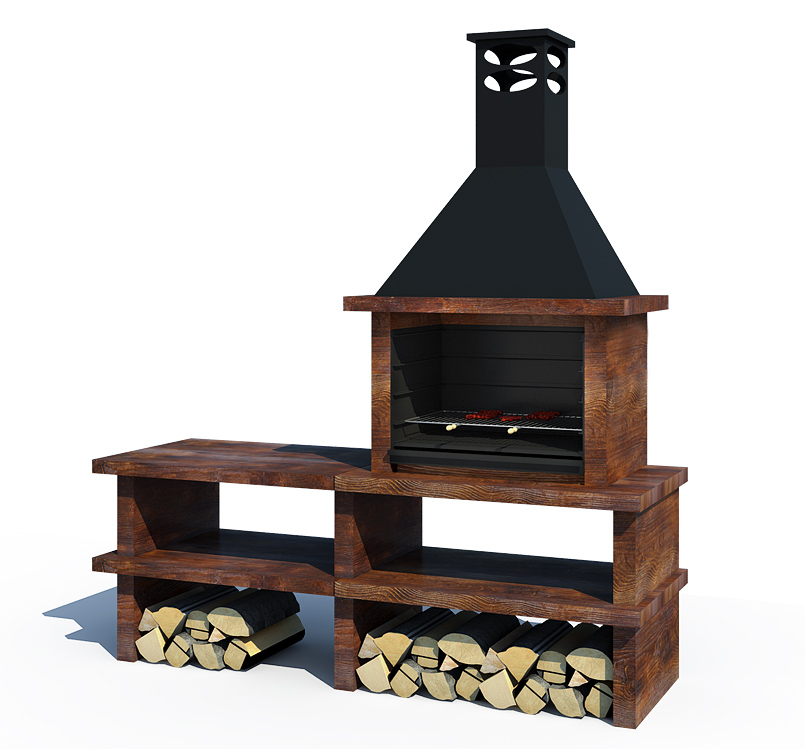 Barbecue imitation bois (un banc)